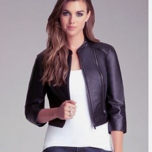 bebe Black Leather Jacket for Women